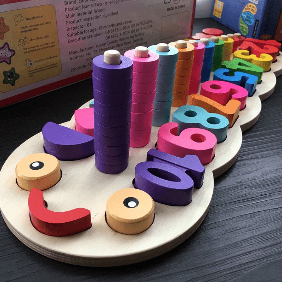 Children wooden montessori materials learning to count numbers online matching digital shape match early education teaching math toys