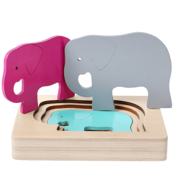 Wooden Multi-layer Colorful Animal Puzzle