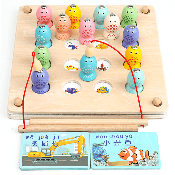 Wooden Magnetic Memory Chess Fishing Puzzle