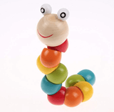 Wooden Worm Colorful Shape Animal Grasp & Twist Toy