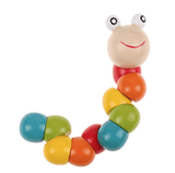 Wooden Worm Colorful Shape Animal Grasp & Twist Toy