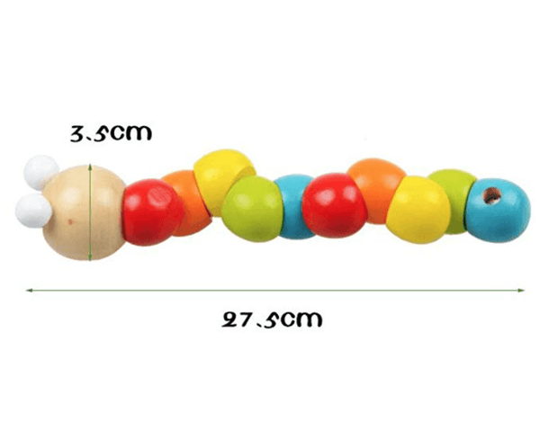 Wooden Worm Colorful Shape Animal Grasp & Twist Toy