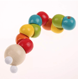 Wooden Worm Colorful Shape Animal Grasp & Twist Toy