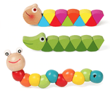 Wooden Worm Colorful Shape Animal Grasp & Twist Toy