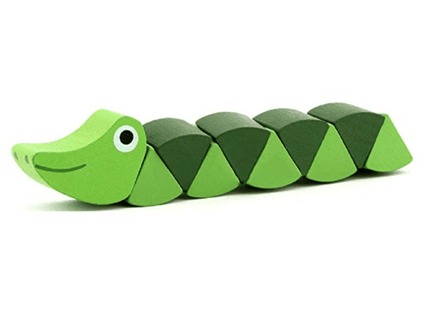 Wooden Worm Colorful Shape Animal Grasp & Twist Toy