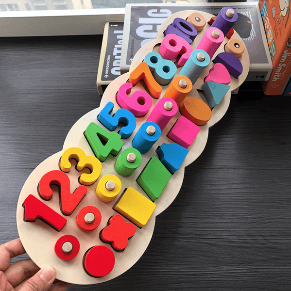 Wooden Montessori Digital Shape Match Early Education Math Toy
