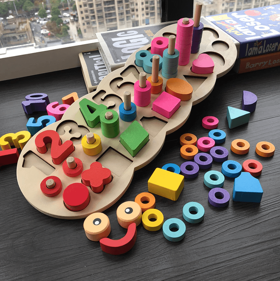 Children wooden montessori materials learning to count numbers matching digital shape match early education teaching math toys new arrivals