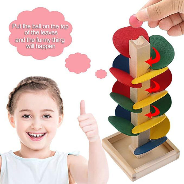Sensorial Wooden Leaves Marble Run Toy